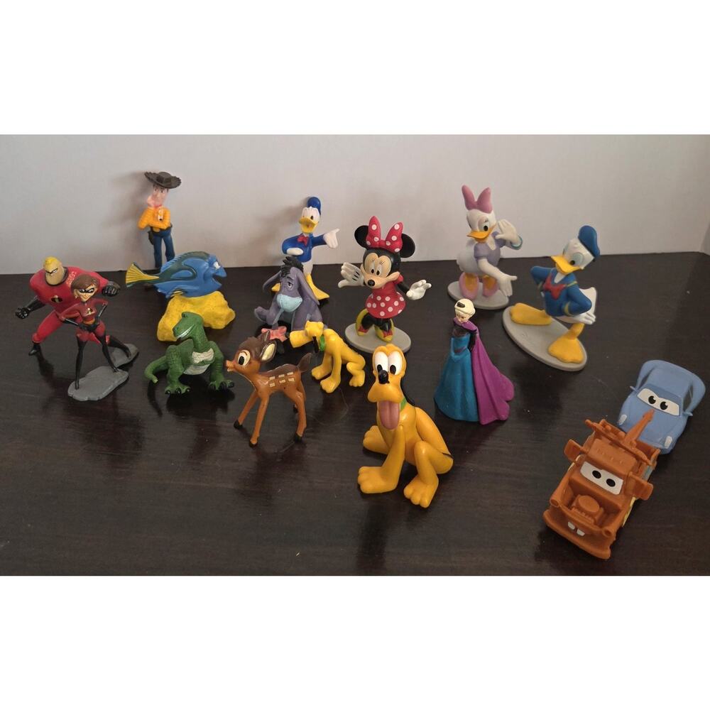 Disney Figure Lot Bambi Mickey Donald Daisy Cars Woody Pluto Eyeore Dori Etc...